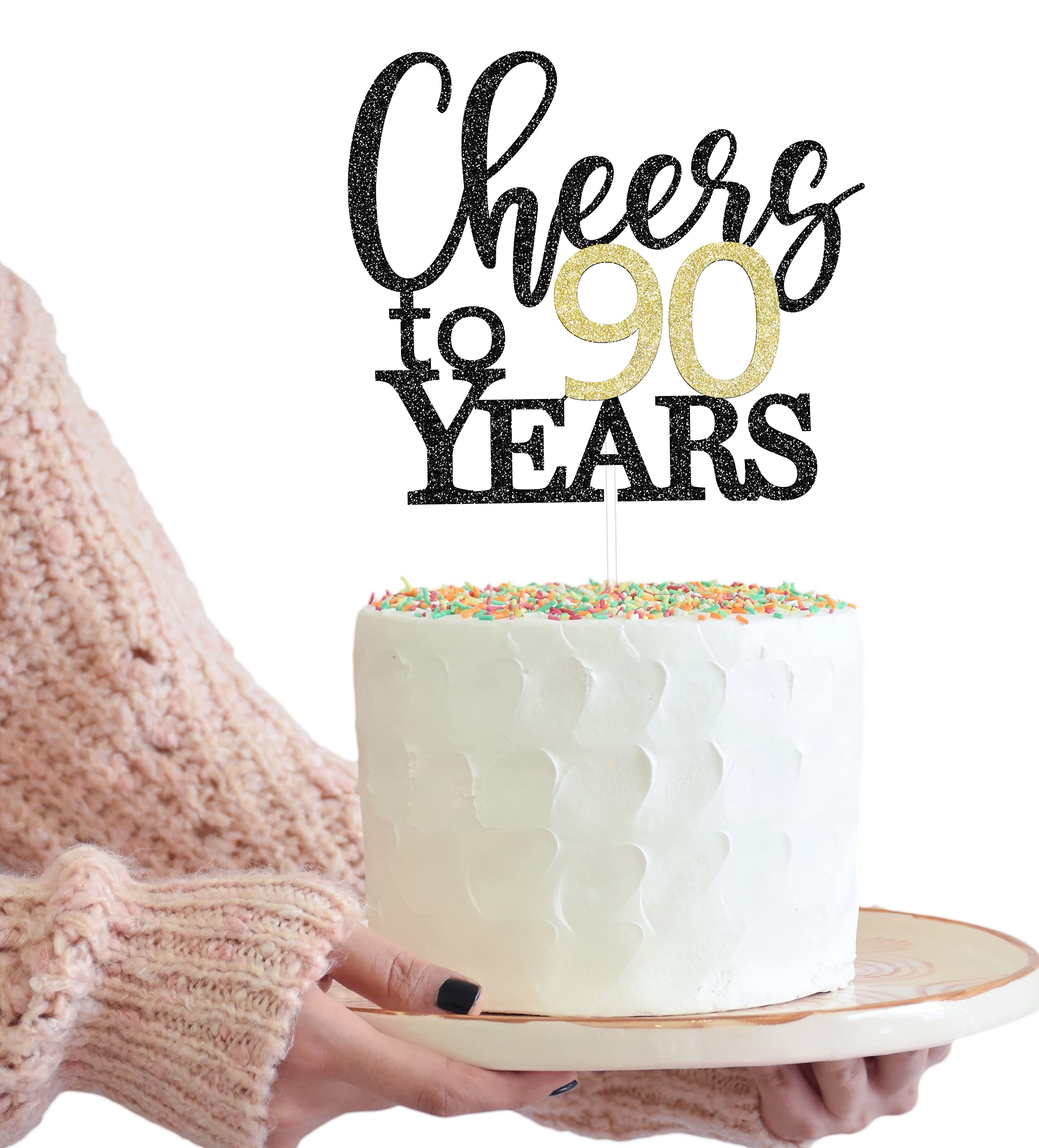Amazon.co.jp: LOVENJOY Cheers to 90 Years ケーキトッパー Happy